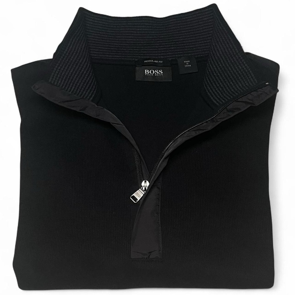 Hugo Boss Classic Black 1/4 Zip-Up Sweater